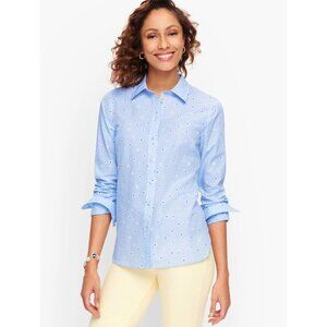 Talbots Petite Womens Size P Daisy Stripe Classic Cotton Button Down Shirt 2074